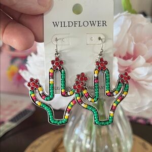 NEW Wildflower Cactus Earrings with Colorful Beads